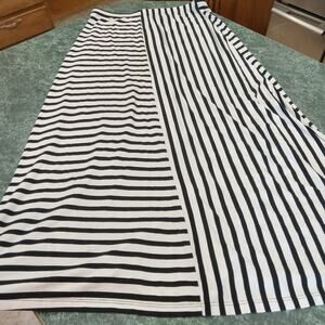 Lynn Ritchie Silver Black And White Stripe Contrast Maxi Skirt Nautical Sz Med
